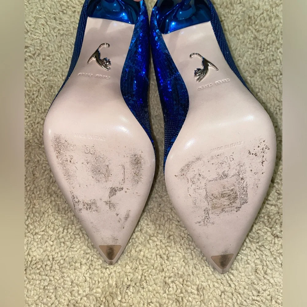 Authentic Miu Miu Blue Sequins Heels - Picture 4 of 4